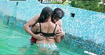 Romantic sexual kissing foreplay of Jija Saali in swimming pool